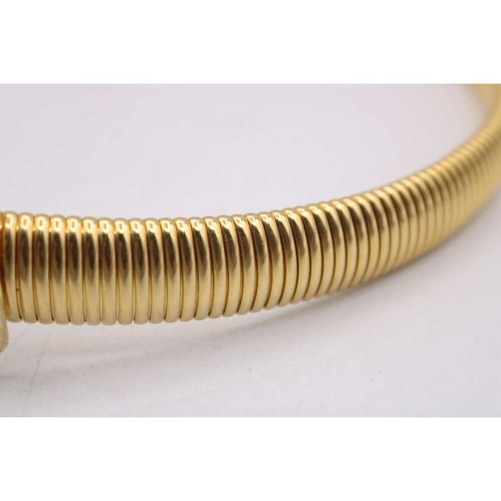 Vintage Gold Cobra Dress Belt Buckle Ribbed Elastic Stretchy Waistband Size S-M - Picture 2 of 9